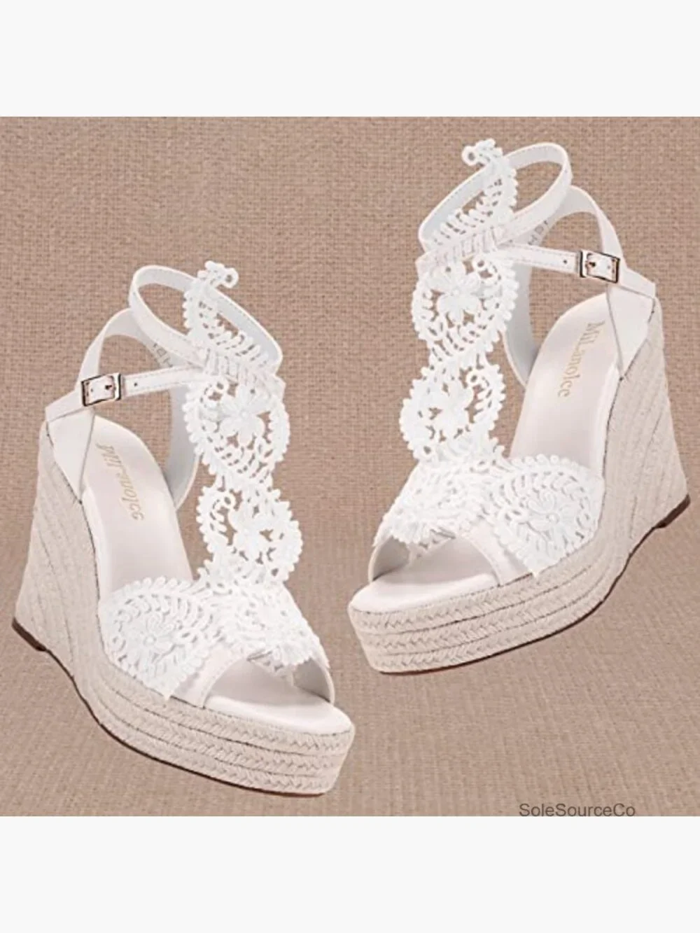 Woven Wedge Sandals with Ankle Strap Open Toe High Heels Bridal Bridesmaids